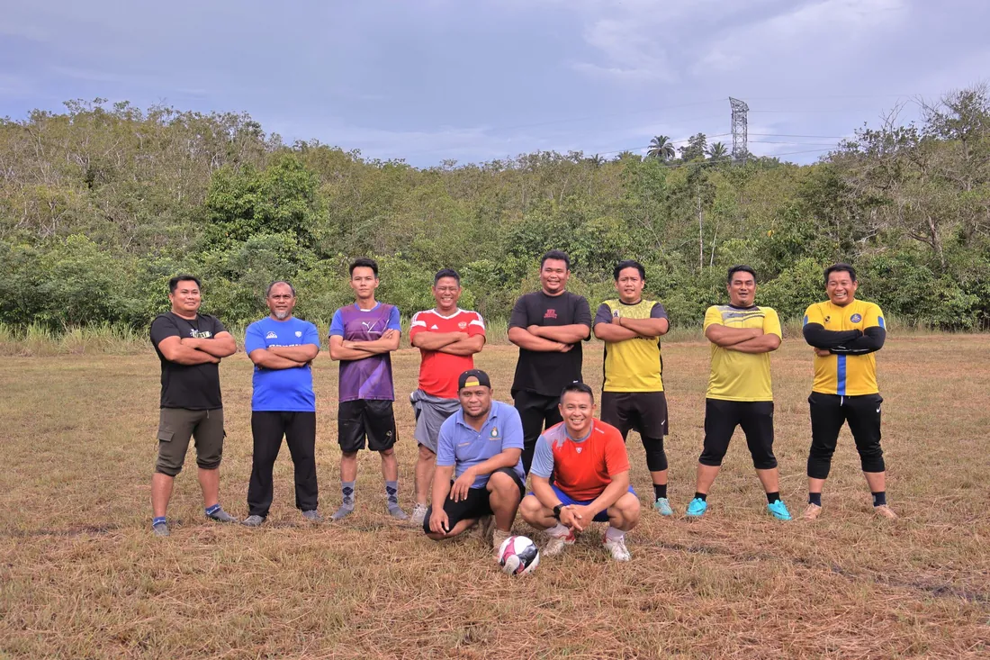 A football team lines up at Annual Sports Day 2026